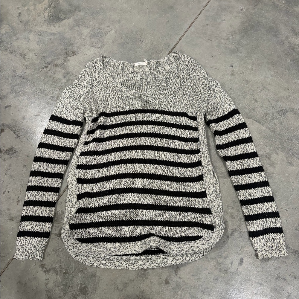 Chic Black and Gray Striped Women's Cardigan